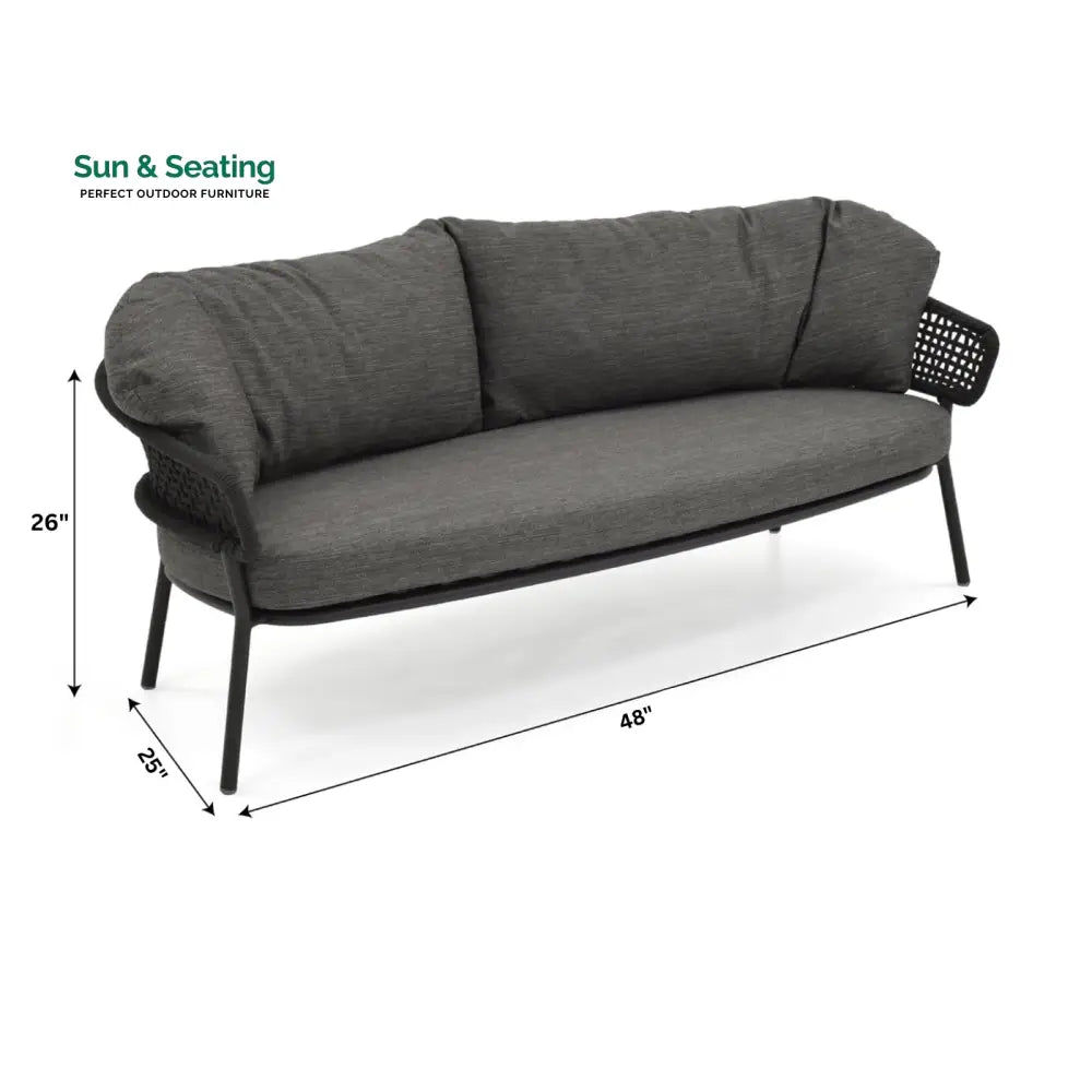 Puff Outdoor Sofa Set 2 Seater 2 Single seater and 1 Center Table Set (Black) Braided &amp; Rope Sofa Sets