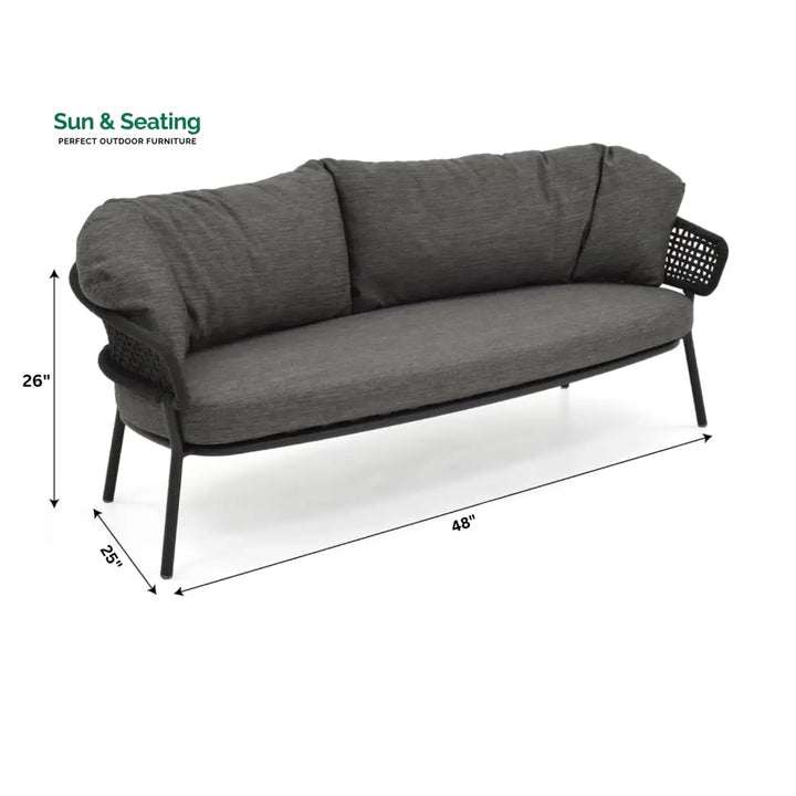 Puff Outdoor Sofa Set 2 Seater 2 Single seater and 1 Center Table Set (Black) Braided &amp; Rope Sofa Sets