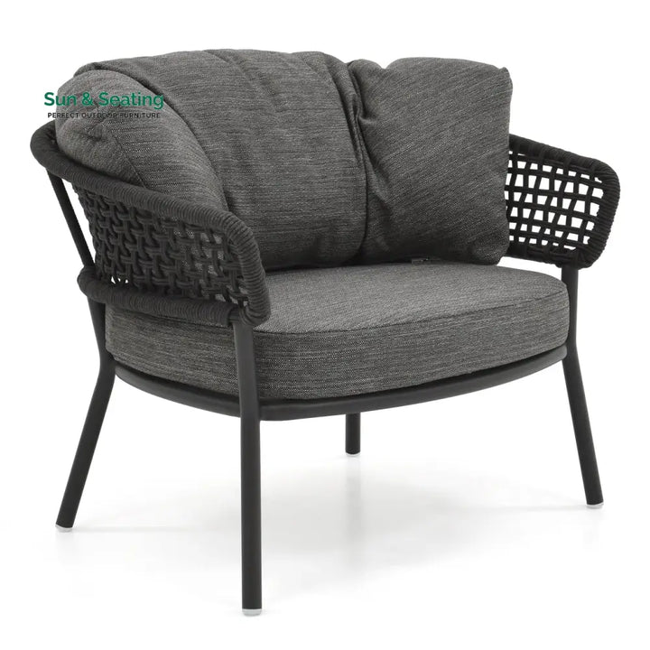 Puff Outdoor Sofa Set 2 Seater 2 Single seater and 1 Center Table Set (Black) Braided &amp; Rope Sofa Sets