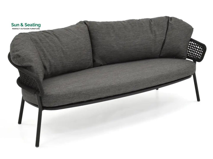 Puff Outdoor Sofa Set 2 Seater 2 Single seater and 1 Center Table Set (Black) Braided &amp; Rope Sofa Sets