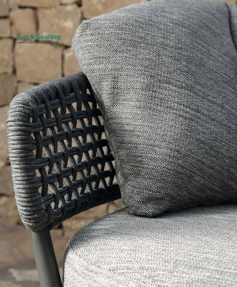 Puff Outdoor Sofa Set 2 Seater 2 Single seater and 1 Center Table Set (Black) Braided &amp; Rope Sofa Sets