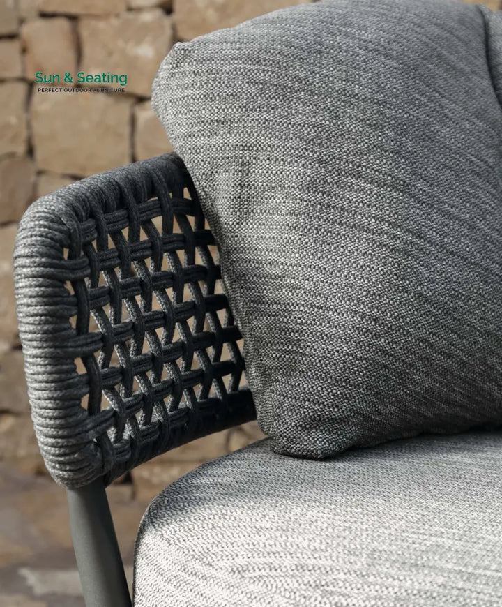 Puff Outdoor Sofa Set 2 Seater 2 Single seater and 1 Center Table Set (Black) Braided &amp; Rope Sofa Sets
