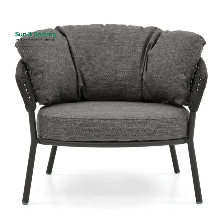 Puff Outdoor Sofa Set 2 Seater 2 Single seater and 1 Center Table Set (Black) Braided &amp; Rope Sofa Sets