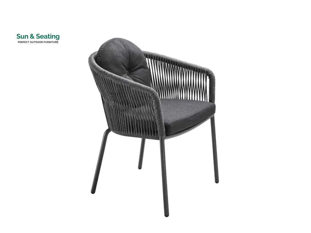 Pumpa Outdoor Patio Seating Set 4 Chairs and 1 Table Set (Black) Braided &amp; Rope Coffee Table Sets