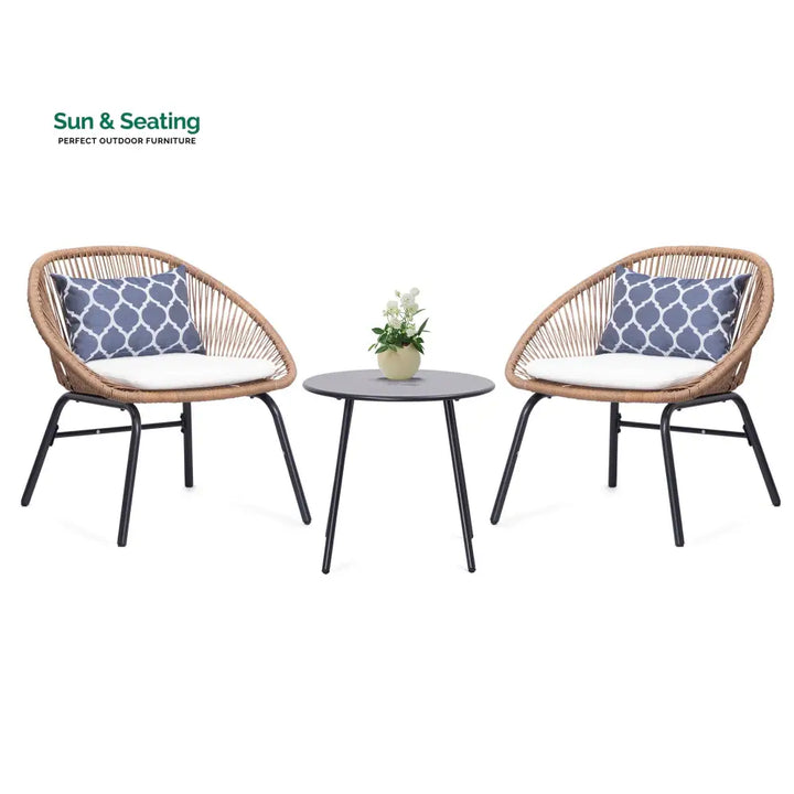 Pyros Outdoor Patio Seating Set 2 Chairs and 1 Table Set (Khaki) Coffee Table Sets