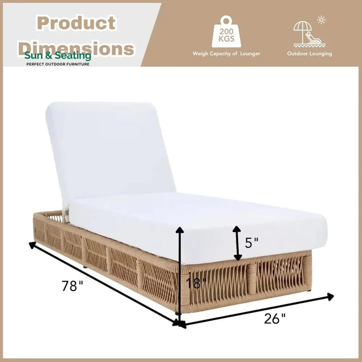 Qamar Outdoor All-Weather Rope Lounger with Cushions Lounger Set