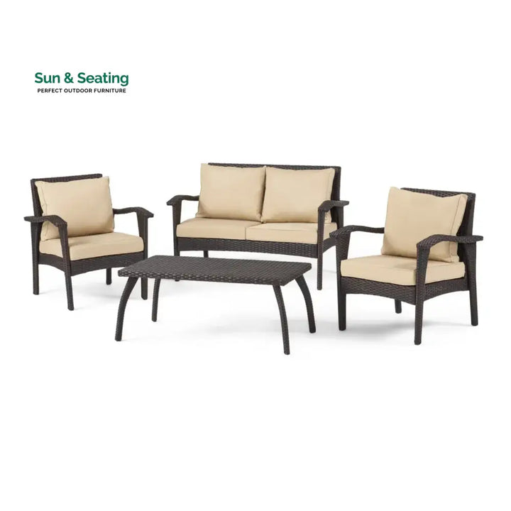 Qiao 4 Pieces Patio Furniture Set Outdoor Sectional Sofa Sofa Set