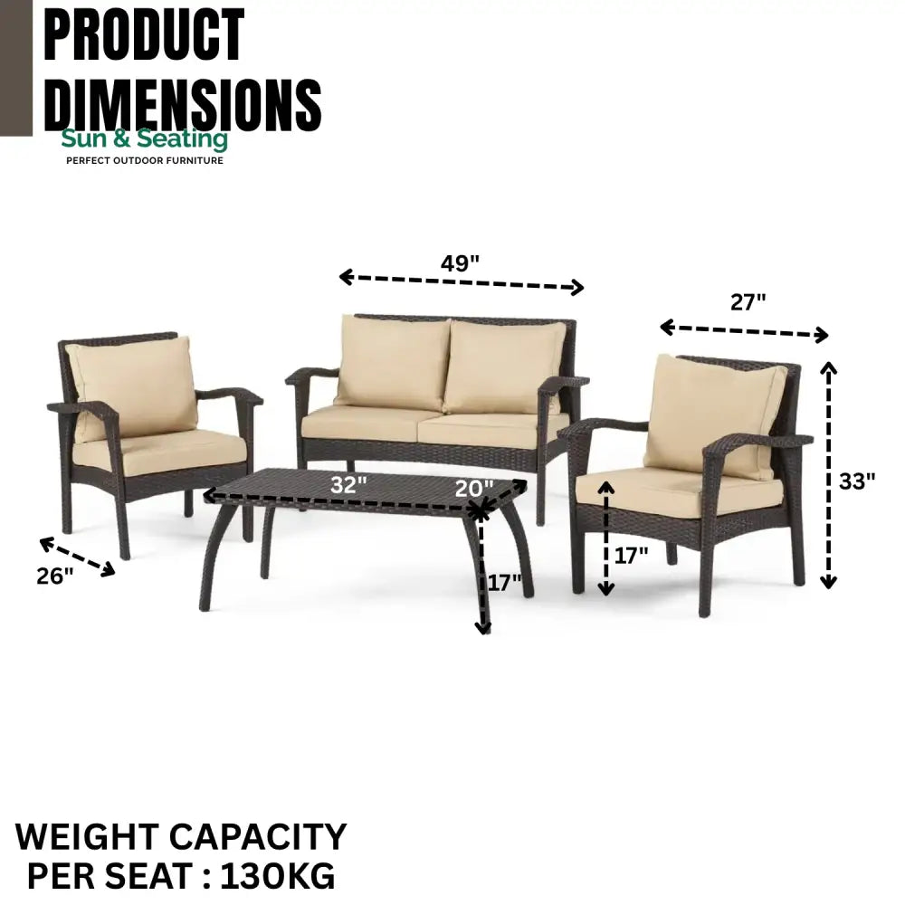 Qiao 4 Pieces Patio Furniture Set Outdoor Sectional Sofa Sofa Set