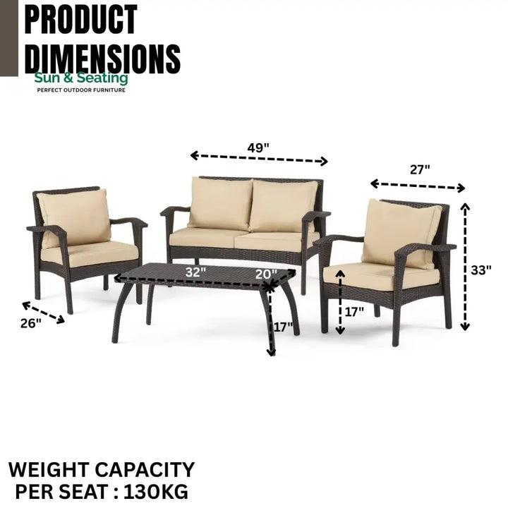 Qiao 4 Pieces Patio Furniture Set Outdoor Sectional Sofa Sofa Set