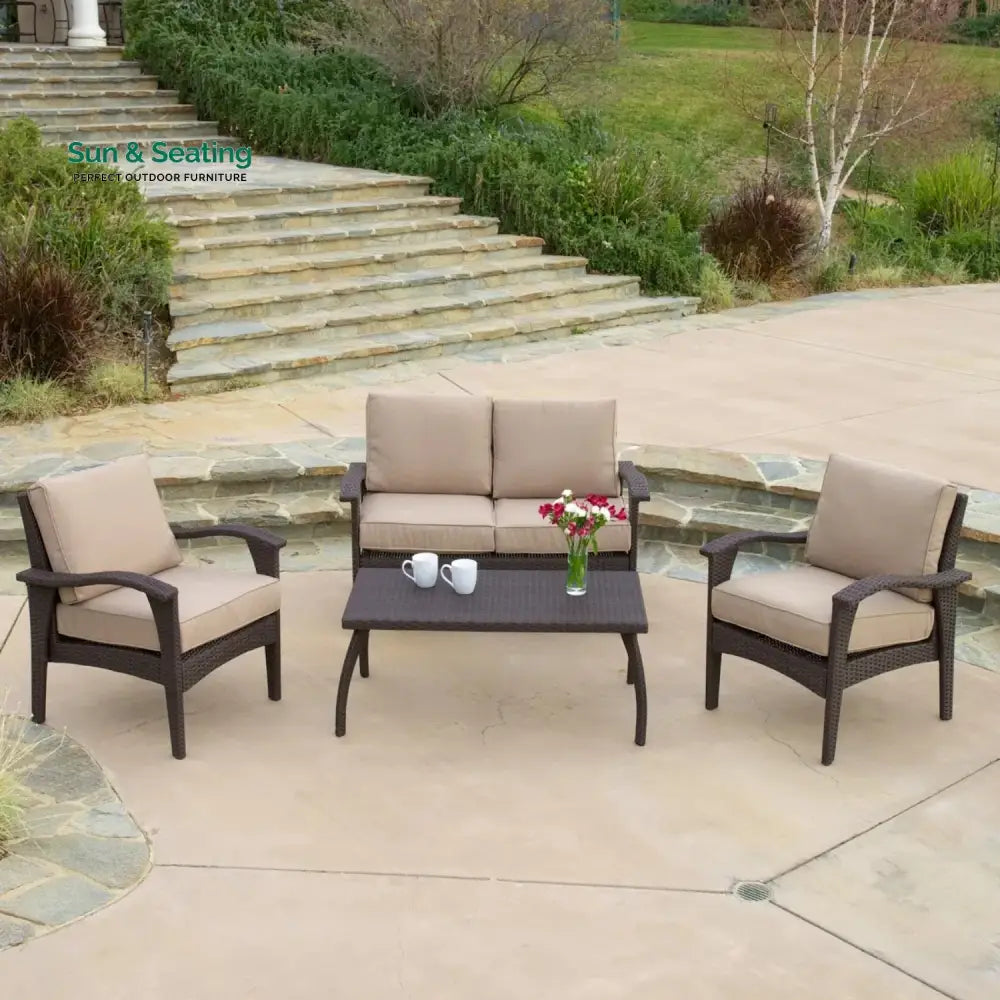 Qiao 4 Pieces Patio Furniture Set Outdoor Sectional Sofa Sofa Set