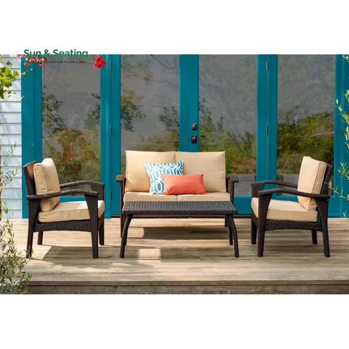Qiao 4 Pieces Patio Furniture Set Outdoor Sectional Sofa Sofa Set
