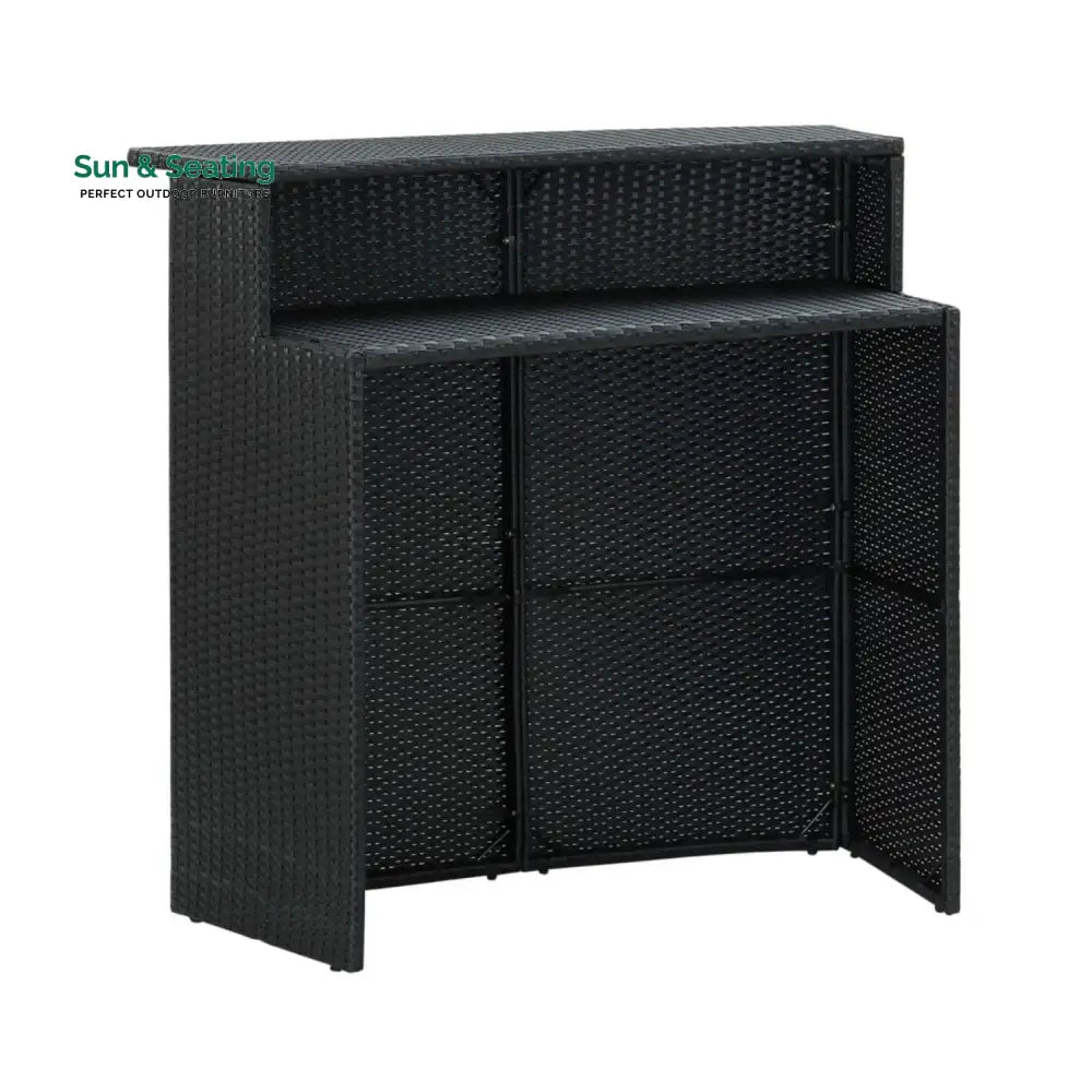 Qing 5-Piece Outdoor Rattan Wicker Bar Set with Wicker Top Table Bar Set