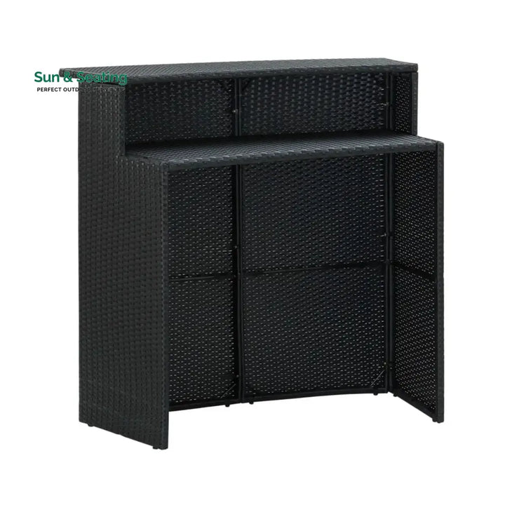 Qing 5-Piece Outdoor Rattan Wicker Bar Set with Wicker Top Table Bar Set