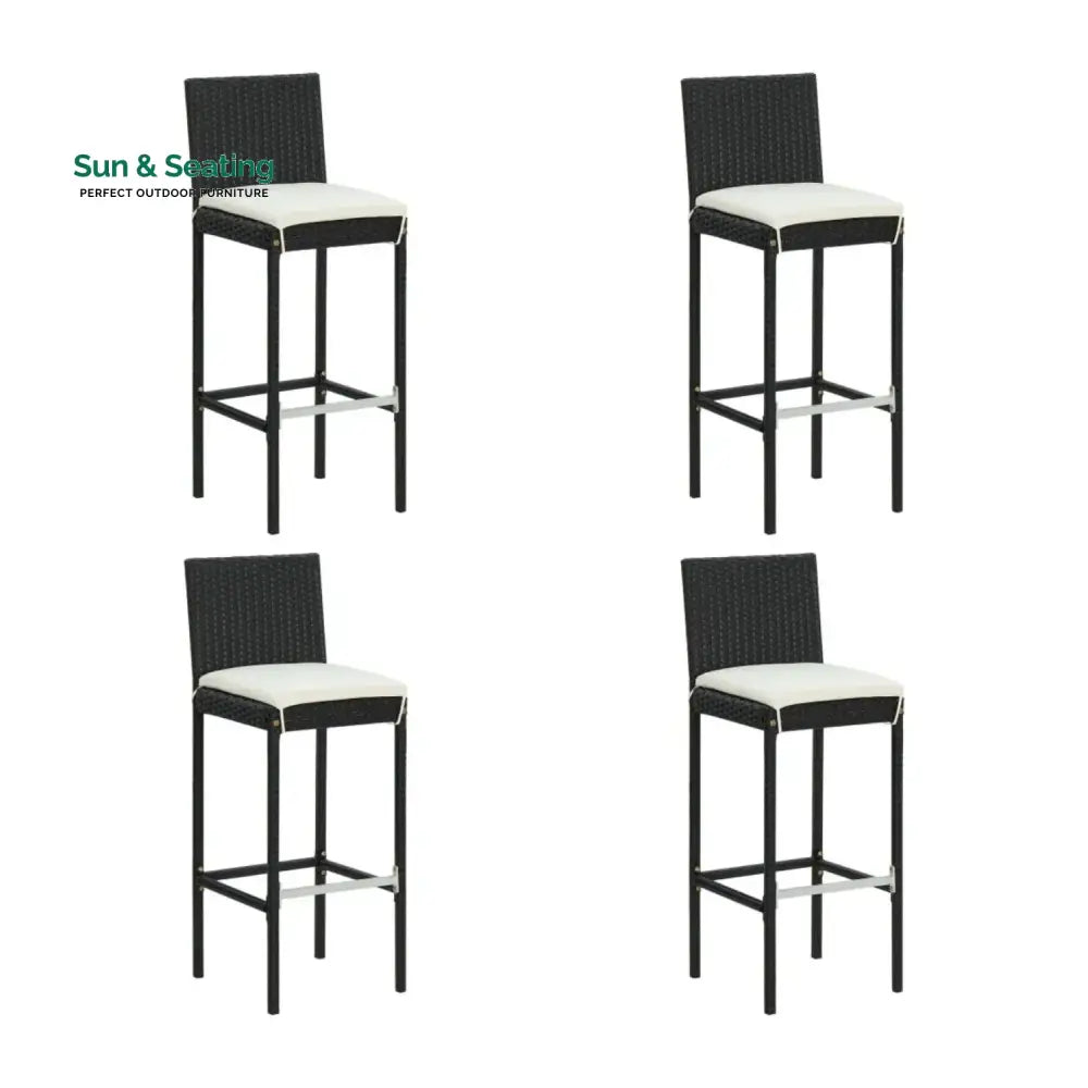 Qing 5-Piece Outdoor Rattan Wicker Bar Set with Wicker Top Table Bar Set