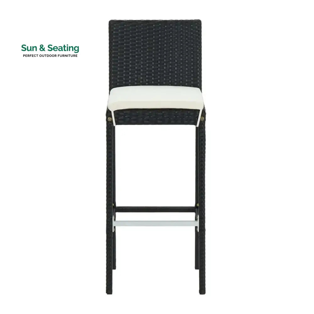 Qing 5-Piece Outdoor Rattan Wicker Bar Set with Wicker Top Table Bar Set