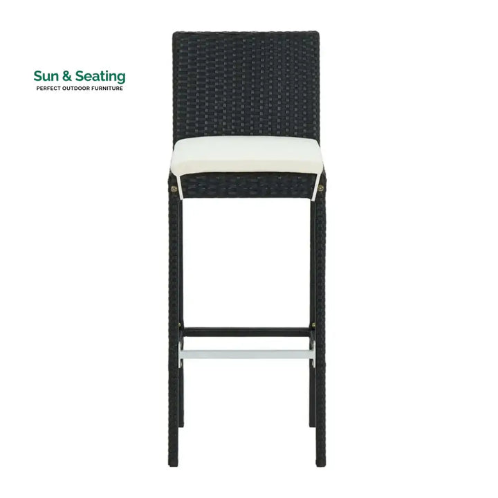 Qing 5-Piece Outdoor Rattan Wicker Bar Set with Wicker Top Table Bar Set