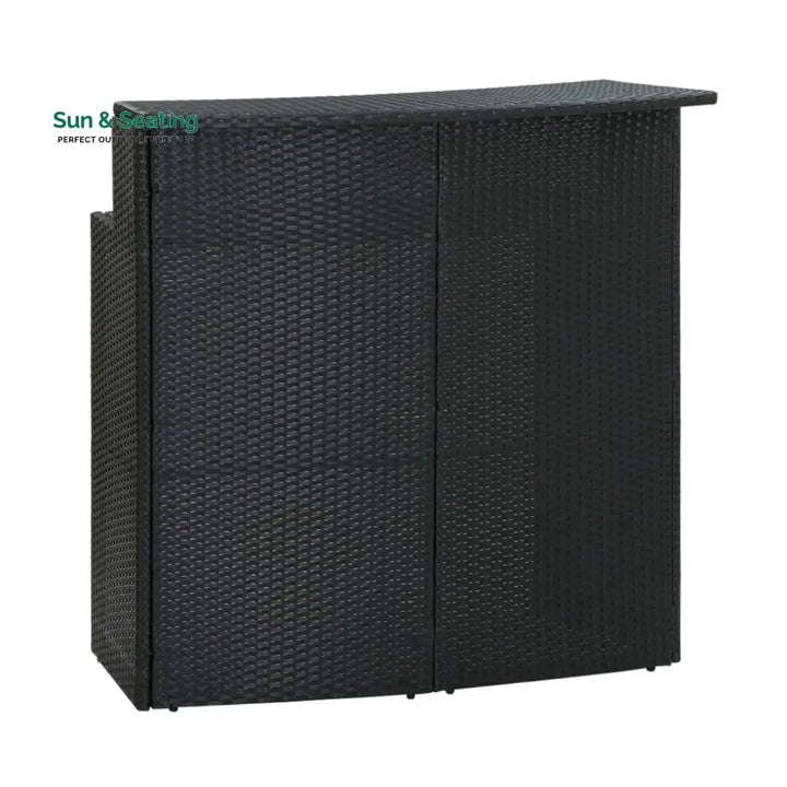 Qing 5-Piece Outdoor Rattan Wicker Bar Set with Wicker Top Table Bar Set