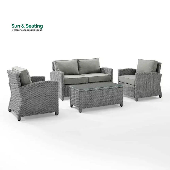 Qirat 4 Pieces Patio Furniture Set Outdoor Sectional Sofa Sofa Set