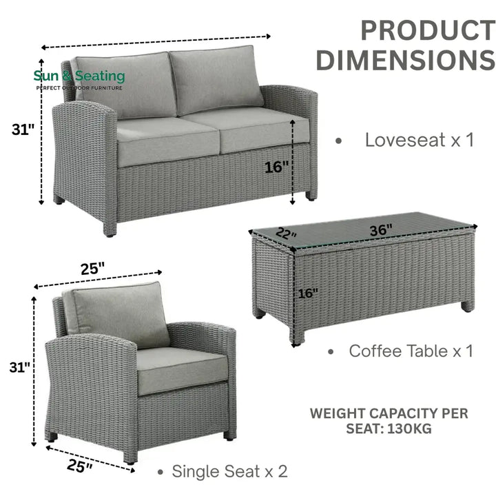 Qirat 4 Pieces Patio Furniture Set Outdoor Sectional Sofa Sofa Set