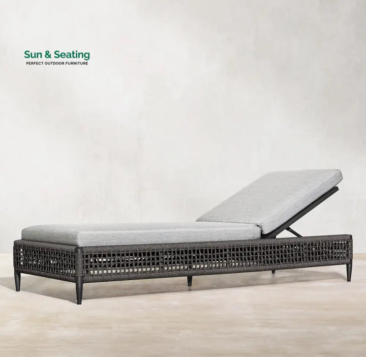 Quel Outdoor Swimming Poolside Lounger (Grey) Braided &amp; Rope Loungers