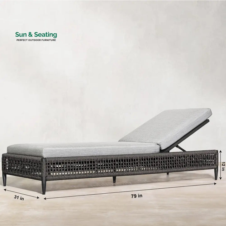 Quel Outdoor Swimming Poolside Lounger (Grey) Braided &amp; Rope Loungers