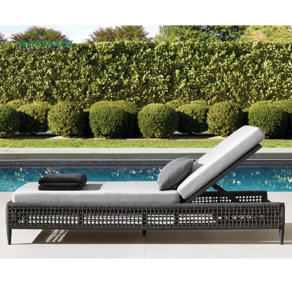 Quel Outdoor Swimming Poolside Lounger (Grey) Braided &amp; Rope Loungers