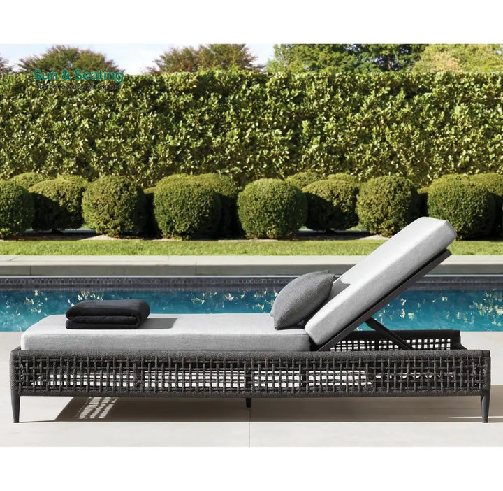 Quel Outdoor Swimming Poolside Lounger (Grey) Braided &amp; Rope Loungers