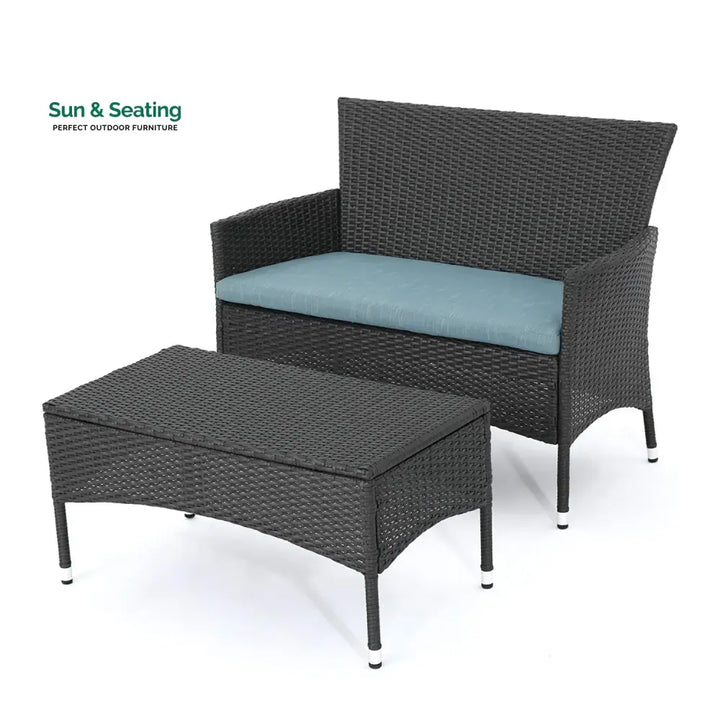 Quinn 2-Piece Outdoor Rattan Wicker Loveseat Sofa Sofa Set