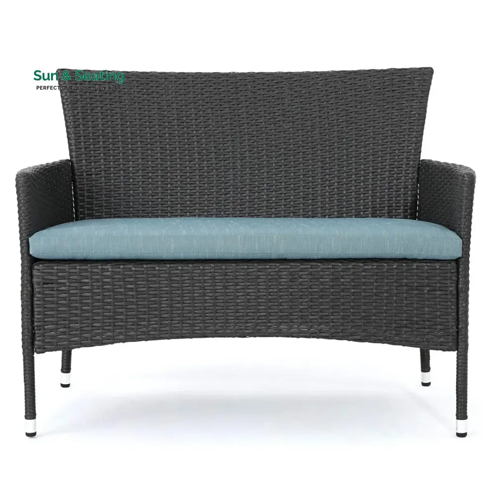 Quinn 2-Piece Outdoor Rattan Wicker Loveseat Sofa Sofa Set