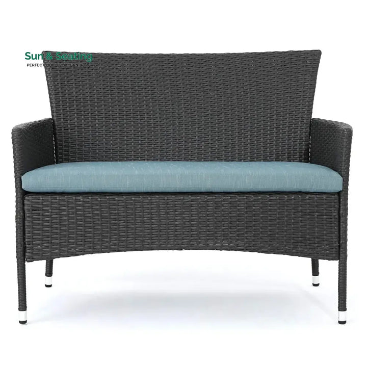 Quinn 2-Piece Outdoor Rattan Wicker Loveseat Sofa Sofa Set