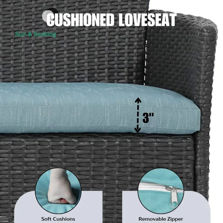Quinn 2-Piece Outdoor Rattan Wicker Loveseat Sofa Sofa Set