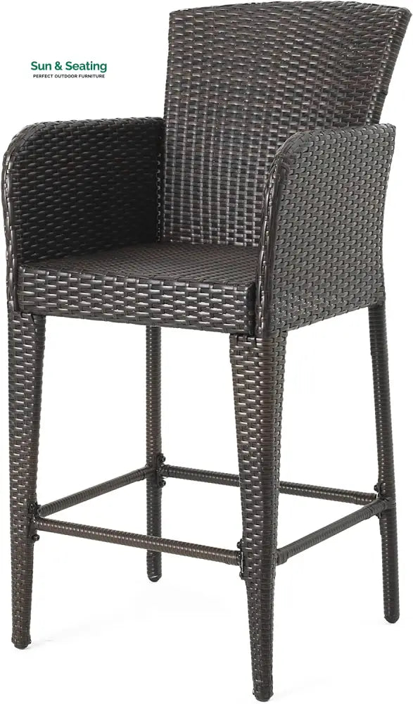 Quirino Outdoor Patio Bar Chair 2 Chairs For Balcony (Brown) Bar Sets
