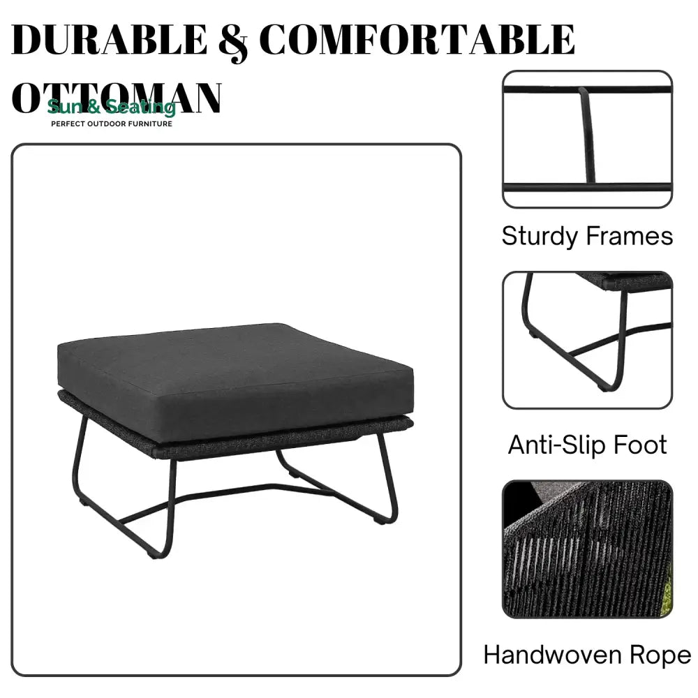 Rabab Outdoor All-Weather Rope Ottoman Footrest