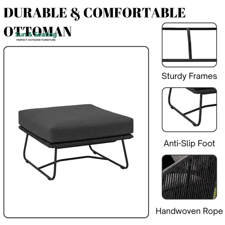 Rabab Outdoor All-Weather Rope Ottoman Footrest