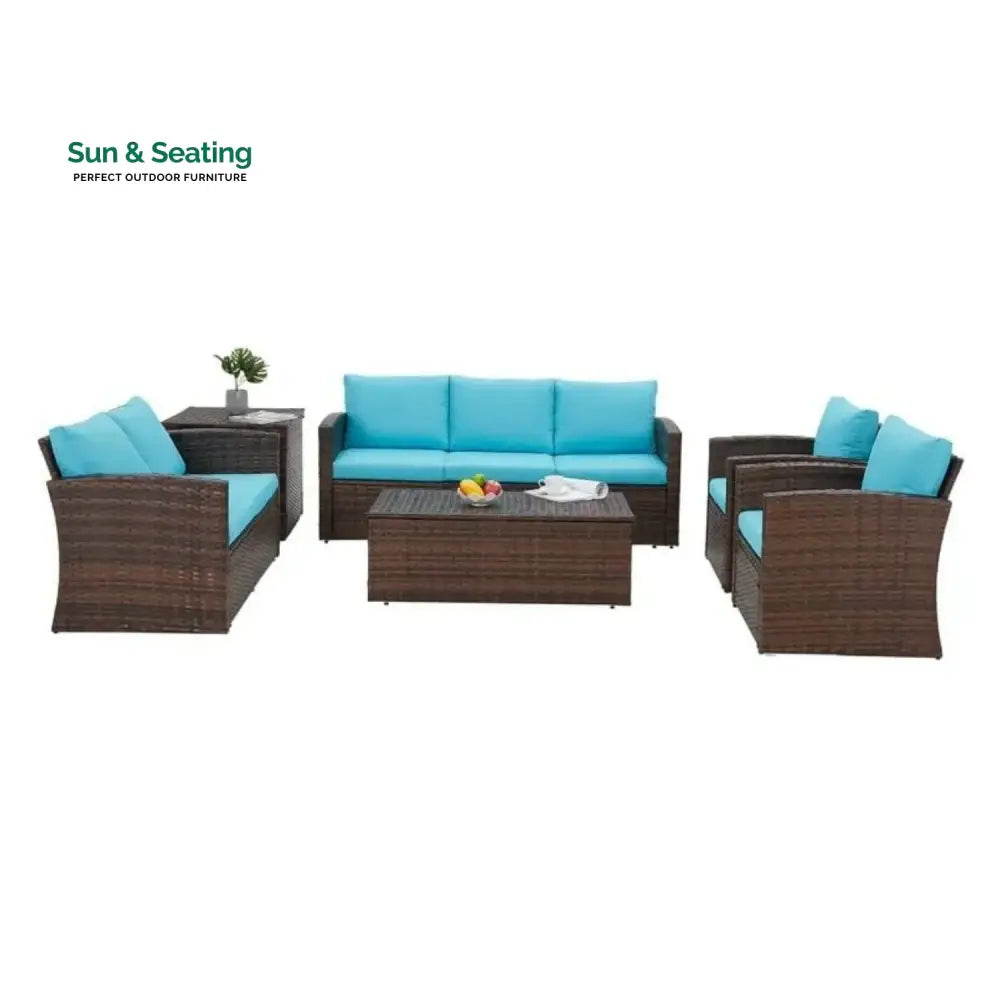Radhani Outdoor 7-Seater Wicker Sectional Sofa Set Sofa Set