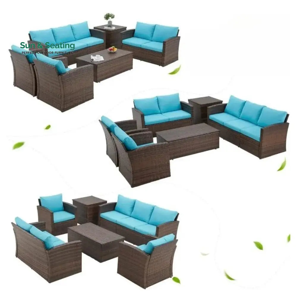 Radhani Outdoor 7-Seater Wicker Sectional Sofa Set Sofa Set