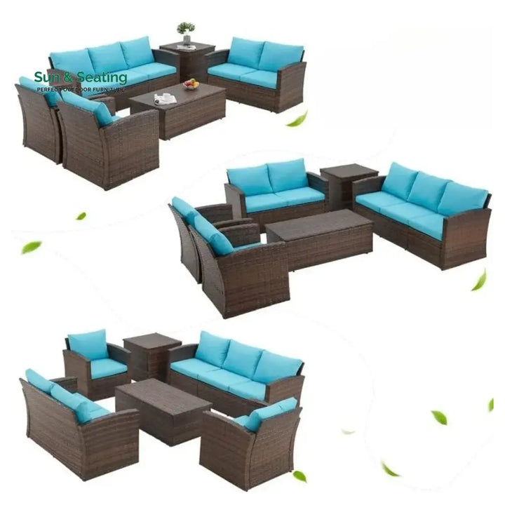 Radhani Outdoor 7-Seater Wicker Sectional Sofa Set Sofa Set
