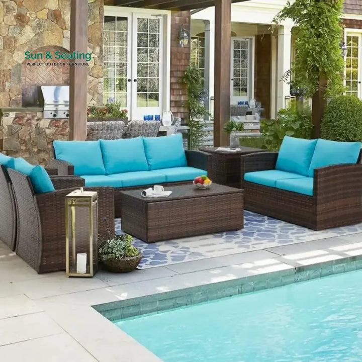 Radhani Outdoor 7-Seater Wicker Sectional Sofa Set Sofa Set