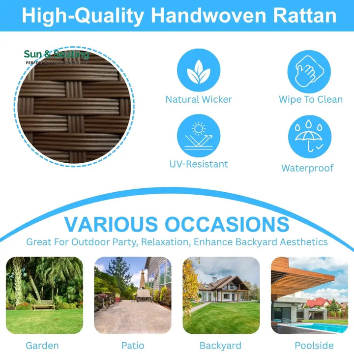 Radhani Outdoor 7-Seater Wicker Sectional Sofa Set Sofa Set