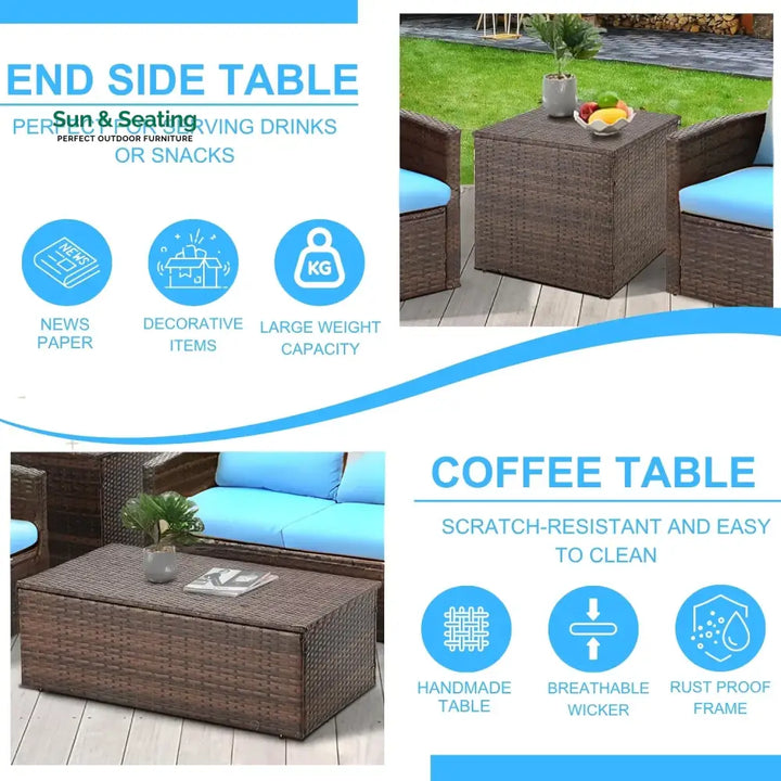 Radhani Outdoor 7-Seater Wicker Sectional Sofa Set Sofa Set