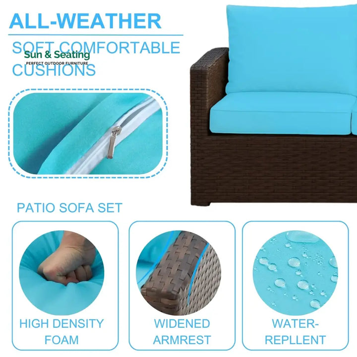 Radhani Outdoor 7-Seater Wicker Sectional Sofa Set Sofa Set