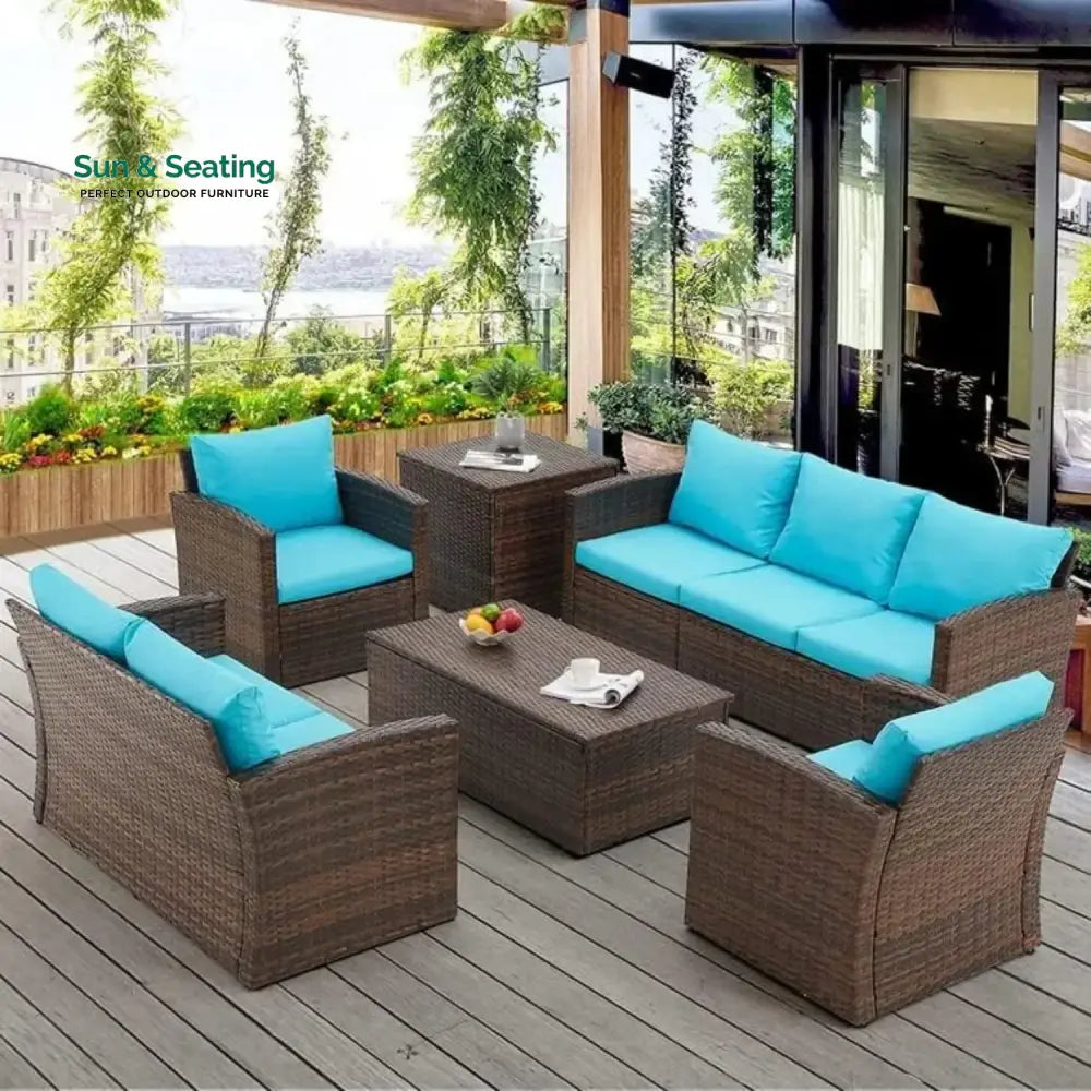 Radhani Outdoor 7-Seater Wicker Sectional Sofa Set Sofa Set