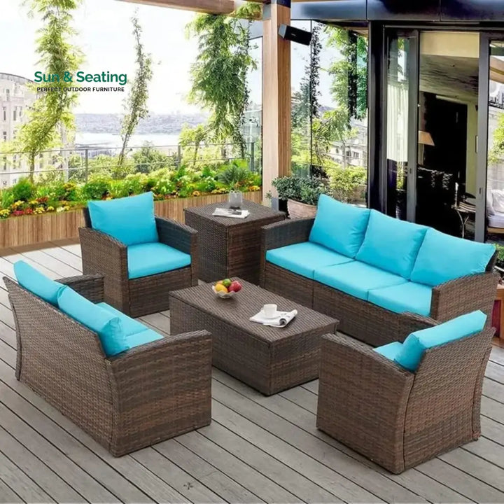 Radhani Outdoor 7-Seater Wicker Sectional Sofa Set Sofa Set