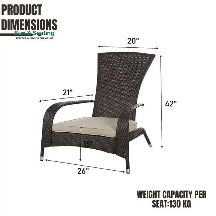 Radhika 1-Piece Outdoor Wicker Single Seater Adirondack Style Armchair Sofa Set