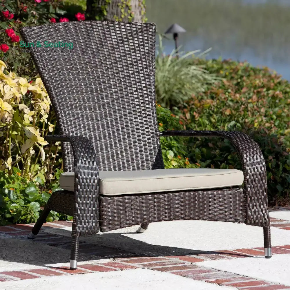 Radhika 1-Piece Outdoor Wicker Single Seater Adirondack Style Armchair Sofa Set