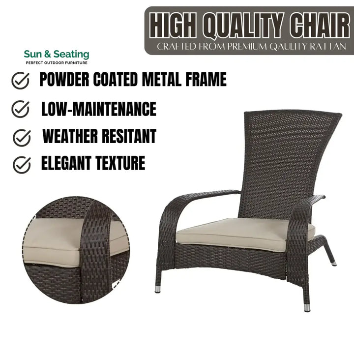 Radhika 1-Piece Outdoor Wicker Single Seater Adirondack Style Armchair Sofa Set