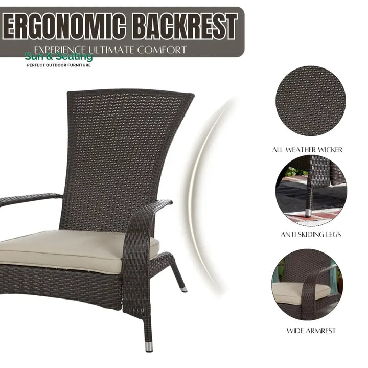 Radhika 1-Piece Outdoor Wicker Single Seater Adirondack Style Armchair Sofa Set