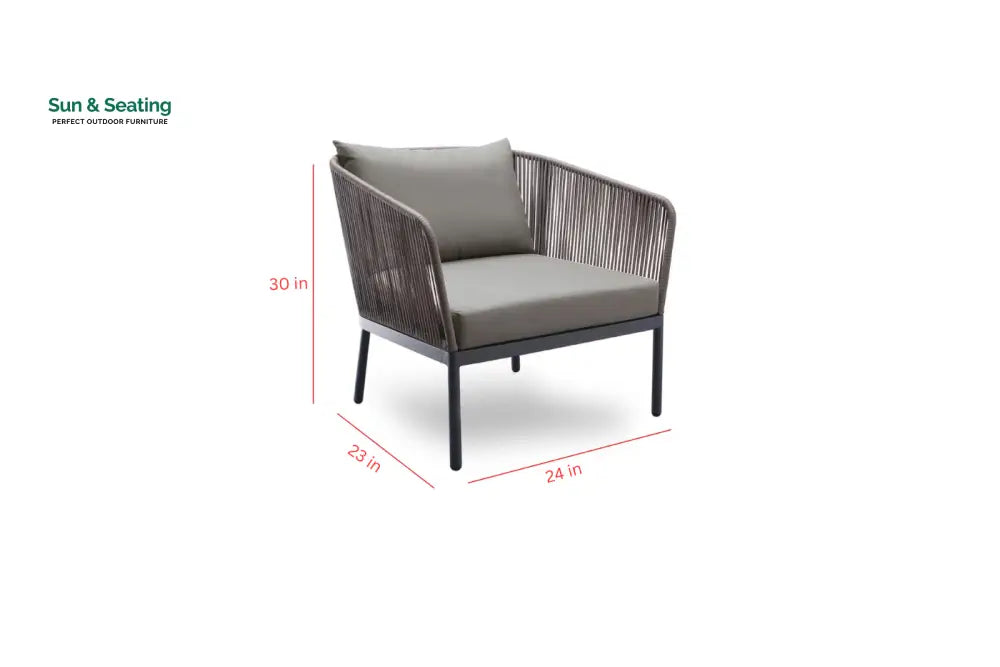 Rafail Outdoor Garden Balcony Sofa Set 3 Seater 2 Single Seater 2 Center Table Set Braid &amp; Rope (Dark Grey) Sofa Sets