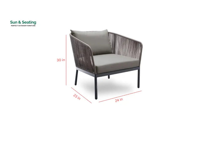 Rafail Outdoor Garden Balcony Sofa Set 3 Seater 2 Single Seater 2 Center Table Set Braid &amp; Rope (Dark Grey) Sofa Sets