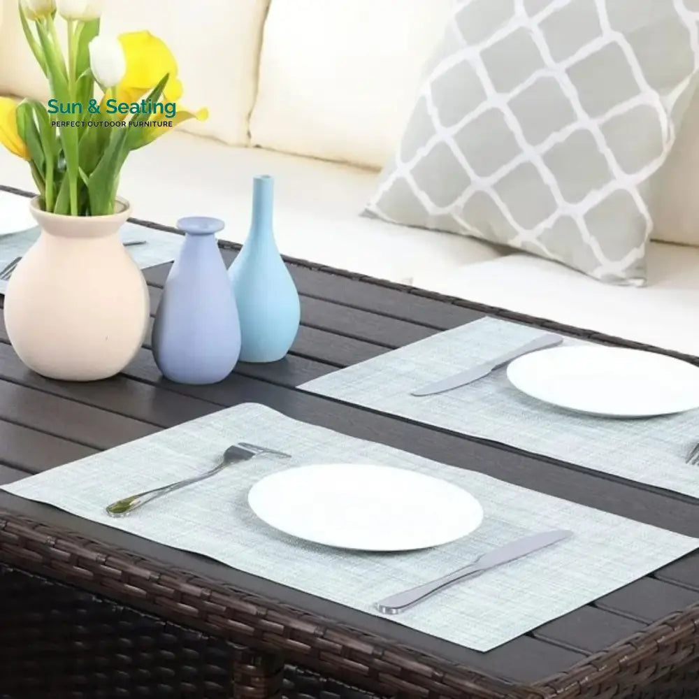 Raffaella 6-Pieces L-Shape Patio Rattan Dining Set Sofa Set
